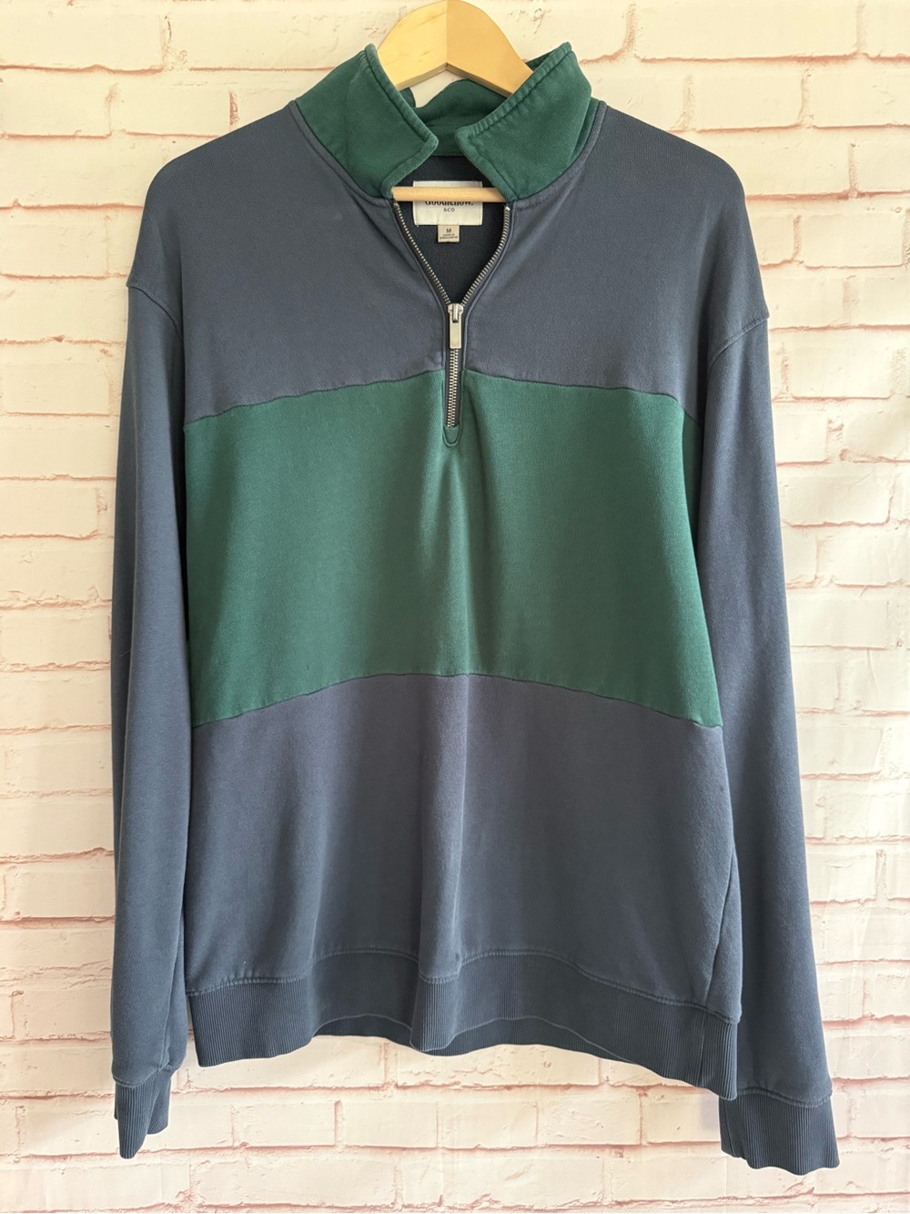 Goodfellow & Co Two-Tone Half-Zip Pullover in Blue and Green